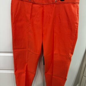 Rafaella Orange Chinos Tailored Straight-Leg Capri